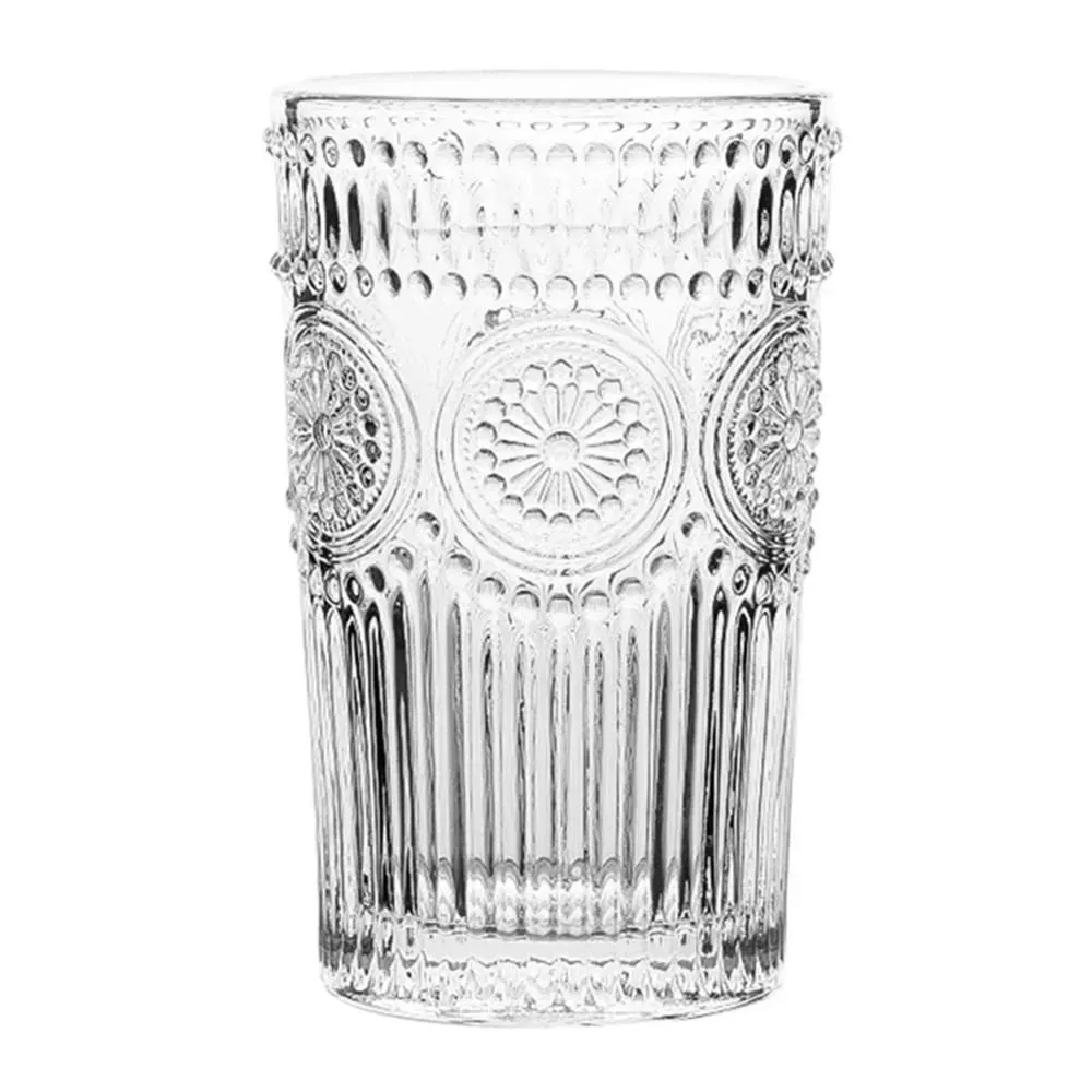 ビンテージ飲料メガネロマンチックな水眼鏡はジュース飲料用のロマンチックなグラスタンブラーエンボス加工ビールカクテル
