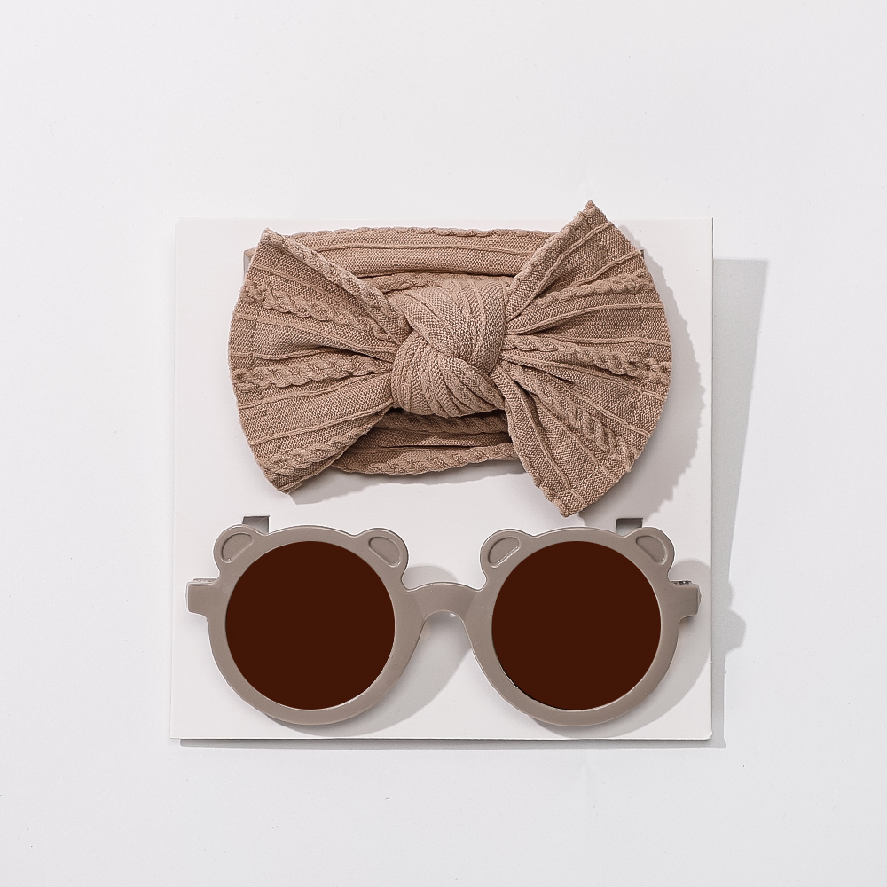 2 piècesmode lunettes de soleil mignon et doux Nylon élastique bandeau ensembles pour bébés filles chapeaux enfants cheveux accessoires