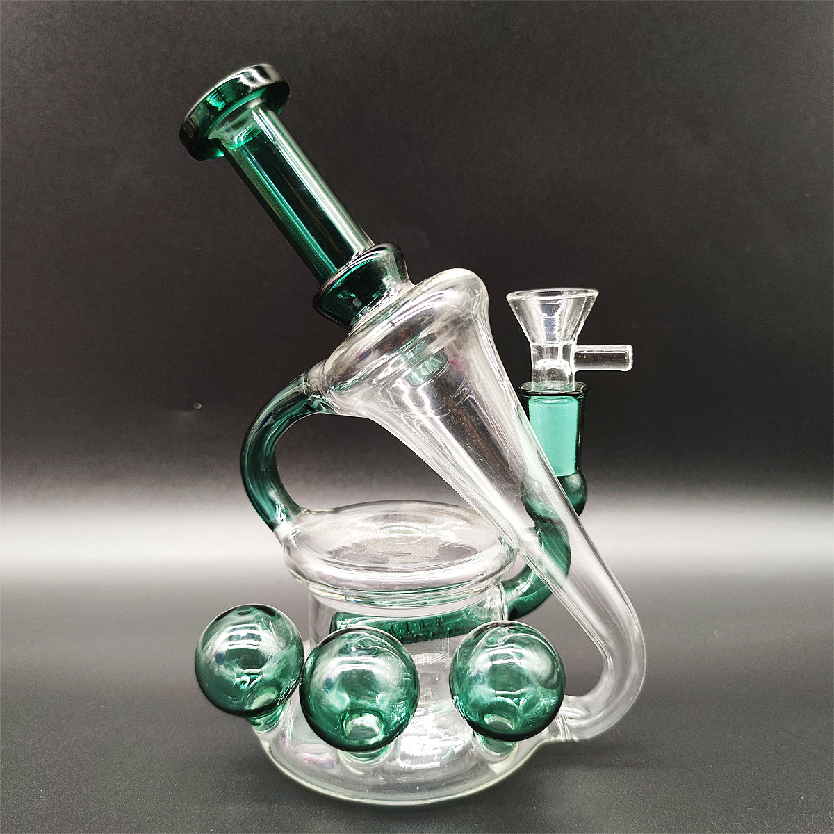 8 tum glas vattenrör bong Heady Bong Incycler Blue Instrument Style Heady Pipe Reting Dabber Rig Recycler 14.4mm Kvinnlig fog med vanlig skål Perc