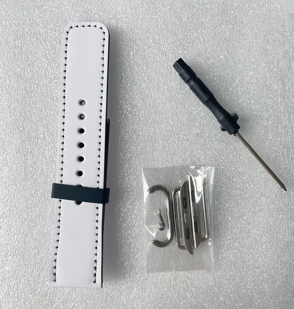 100 stycken PU -läder sublimering värmepresstryck leveranser tomt klockband 1 2 3 4 5 generation för Apple Watch Strap