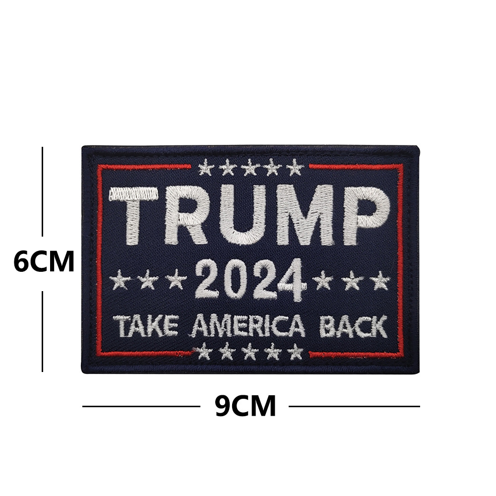 9*6 cm Donald Trump 2024 Stickerei Patches Kunst Handwerk Abzeichen Patch Embleme Taktische Armbinden Kleidung Accessoriesb Patches