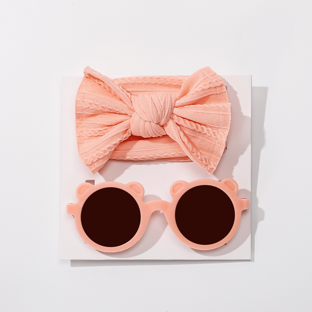 модные солнцезащитные очки милые и мягкие нейлоновые наборы для повязки на голову для детей Хлобные уборы для детей.