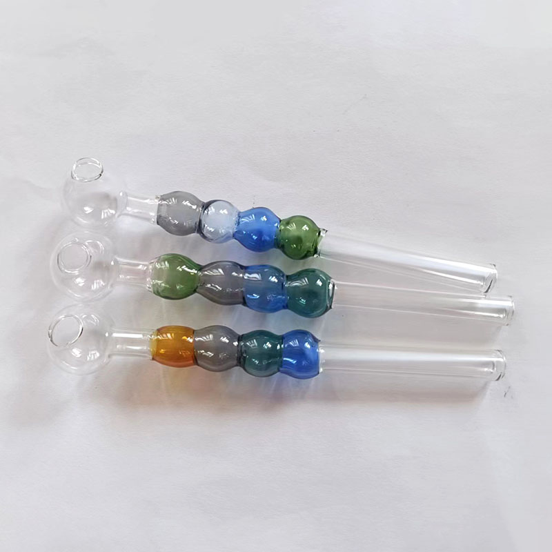 Accesorio para fumar con tubo quemador de aceite de vidrio coloreado con 4 bolas de 13,5 cm de largo, adecuado para Hookahs Bongs Rigs