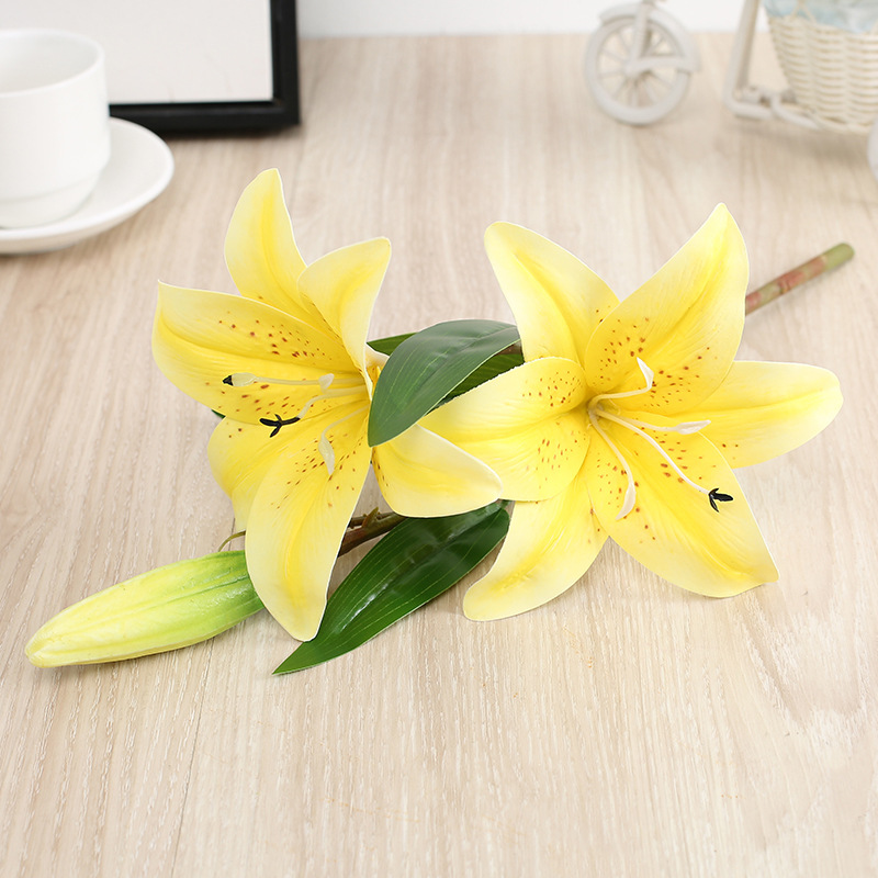Fleurs en soie artificielles faux bouquet de lys 41cm de long bricolage bouquet créatif comme cadeau pour les amis enseignent un décor de salon frais