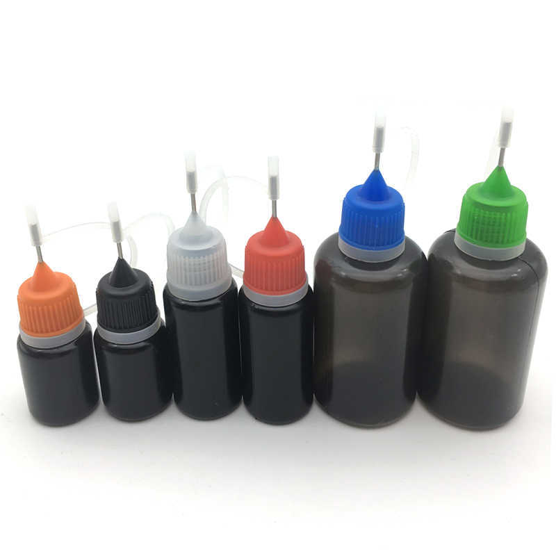 Soft Empty Container 5ml 10ml 15ml 30ml Black Plastic Dropper Bottle for Liquid PE Vial With Metal Needle Tips N93V