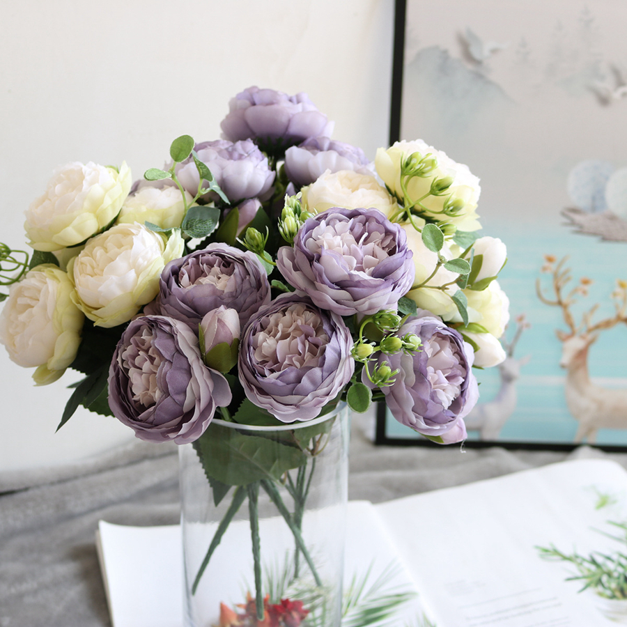 Искусственные цветы пион букет шелковая розовая ваза для домашнего декора сад свадебный декоративные декоративные фальшивые растения рождественские гирлянды Материал