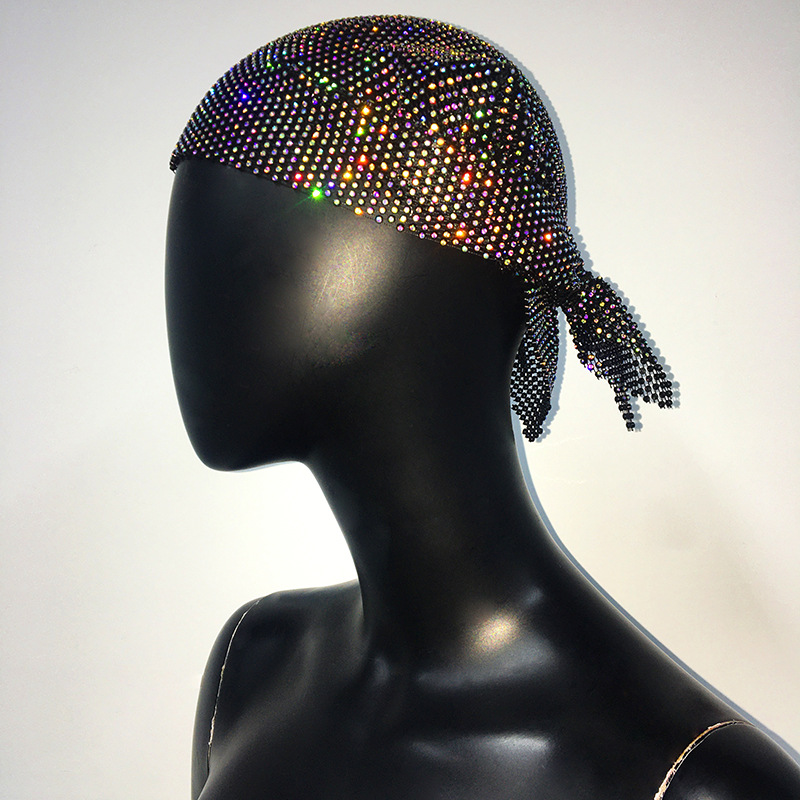 Faixa de cabeça personalizada para festival de música de moda Performance Flash Diamond Hat Faixa de cabeça com diamante de água