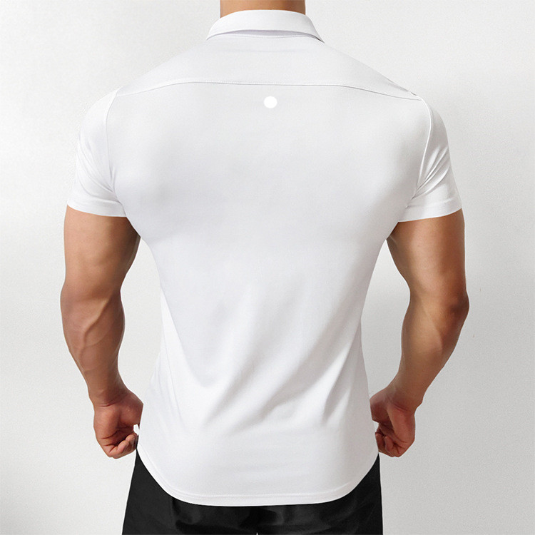 lu Outdoor Mens Polo Shirt Mens Quick Dry Sweat-wicking Tee Short Men Short Sleeve Shirts Gym Bodybuilding Summer CY-4