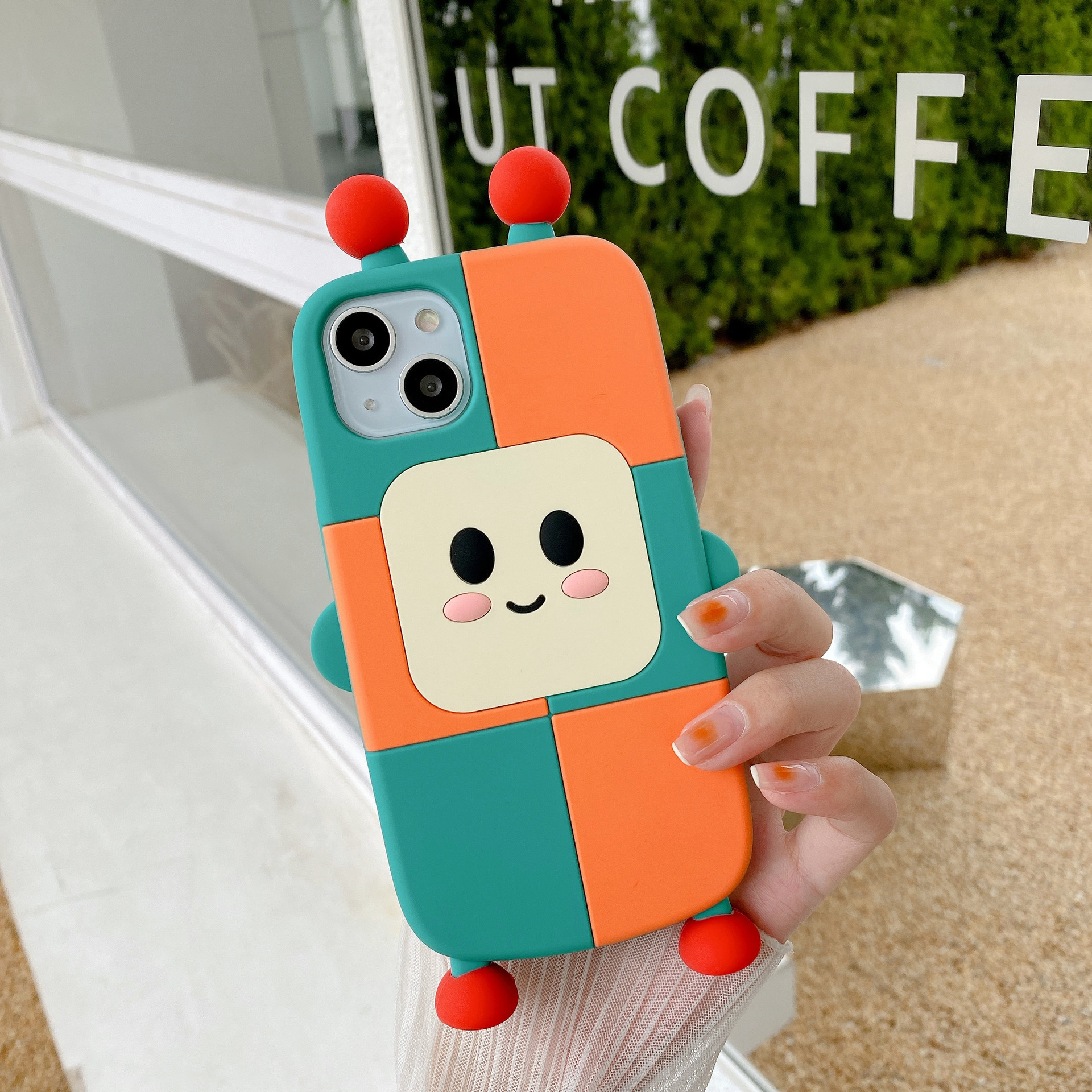 DHL libero all'ingrosso 3D Cute Cartoon Geometry Robot Cassa del telefono iPhone 14 Pro Max 11 12 13 Pro Max Cover posteriore morbida antiurto