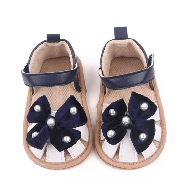 Été 0-1 ans bébé premiers marcheurs perle noeud papillon chaussures pour tout-petits bébés filles confortables sandales à semelles souples