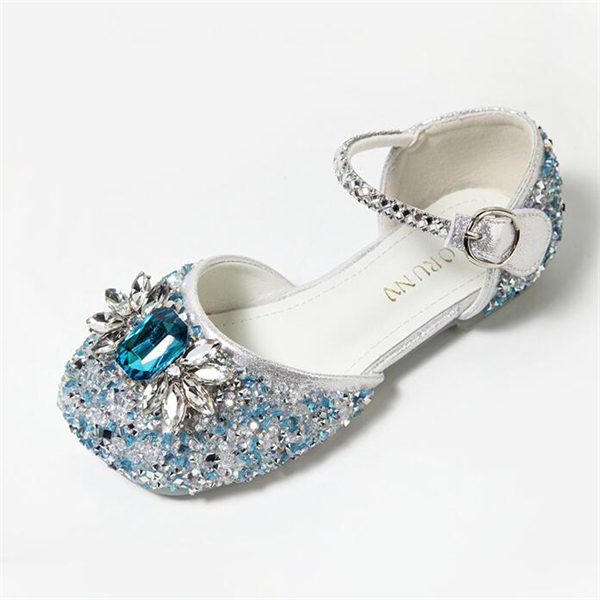 2023 spring and summer new girls rhinestone princess shoes children's small leather shoes girls baby soft-soled Baotou sandals
