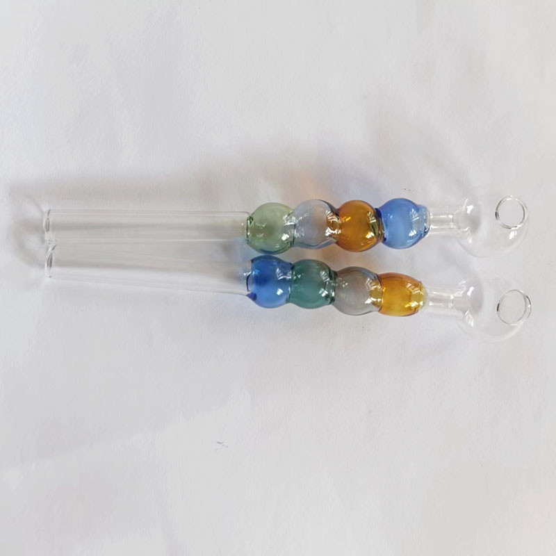 Accesorio para fumar con tubo quemador de aceite de vidrio coloreado con 4 bolas de 13,5 cm de largo, adecuado para Hookahs Bongs Rigs