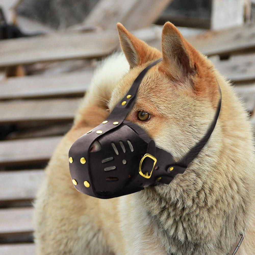 Muzzles Genuine Leather Dog Muzzle Adjustable Dog Muzzle Pet Supplies for Lagre Dogs Pitbull Training Prevent Biting Chewing Barking