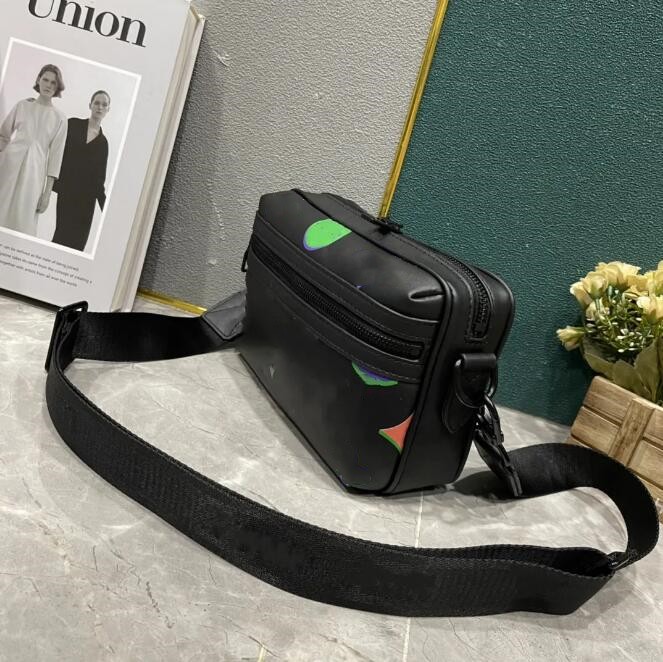 Designer heren Messenger Bag Luxurys heren schoudertas zwart lederen crossbody portemonnee levendig paars neon groen meerdere portemonnee dubbele ritssluiting