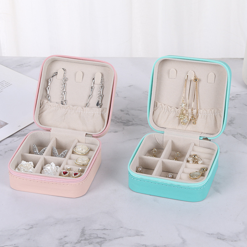 Jewelry Boxes Case Portable Travel Jewelry Box Mini Storage Macaron Color Small Storage Boxes Rings Earrings Necklaces Holder Display For Women