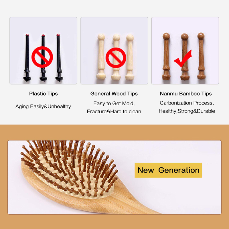 Peigne à cheveux en bambou en bois brosse à palette saine brosse de Massage des cheveux brosse à cheveux peigne soins des cheveux du cuir chevelu peignes sains Styler outil de coiffure