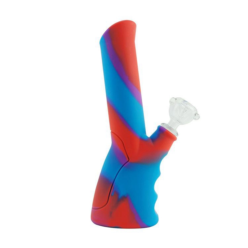 Último fumar Colorido Silicona Hookah Bong Pipes Kit Árbol Tenedor Estilo Manija Burbujeador Hierba Tabaco Filtro de vidrio Cuchara Tazón masculino Pipa de agua Titular de cigarrillo