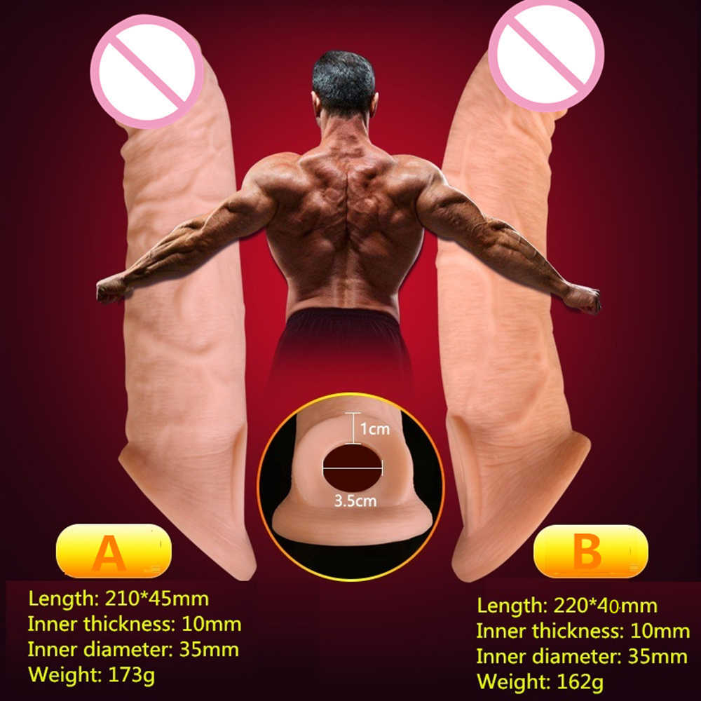 21cm 8.27inch Vibrating Penis Extension Sleeve Case Increase Enlargement Silicon Cock Cover Header Extender Men