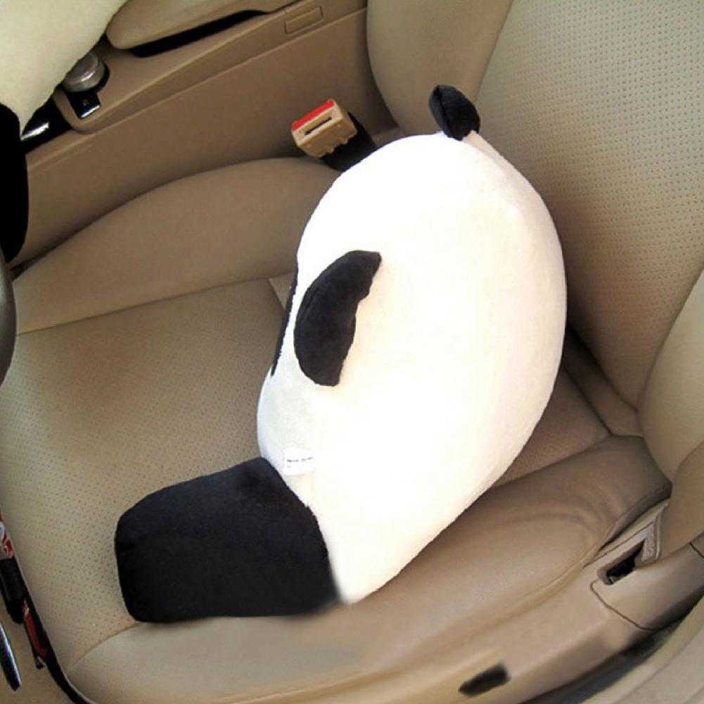 Novo travesseiro de encosto de cabeça respirável confortável algodão PP bonito forma de panda assento de carro de pelúcia travesseiro lombar para carro almofada de carro