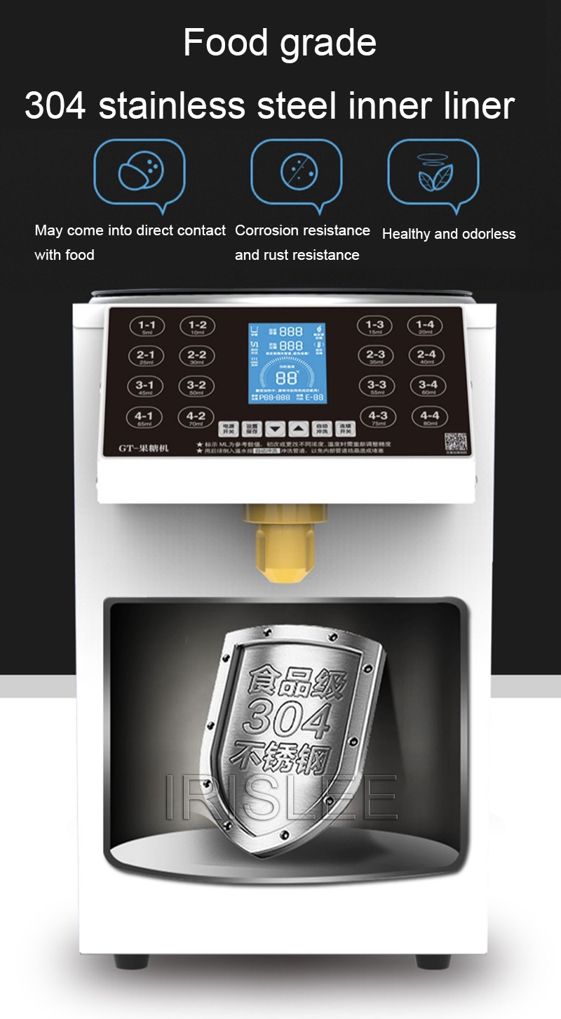 Automatico 16 tasti 8L Fruttosio Macchine quantitative Distributori di sciroppi Distributore di fruttosio Macchina Robot da cucina Bubble Tea Shop