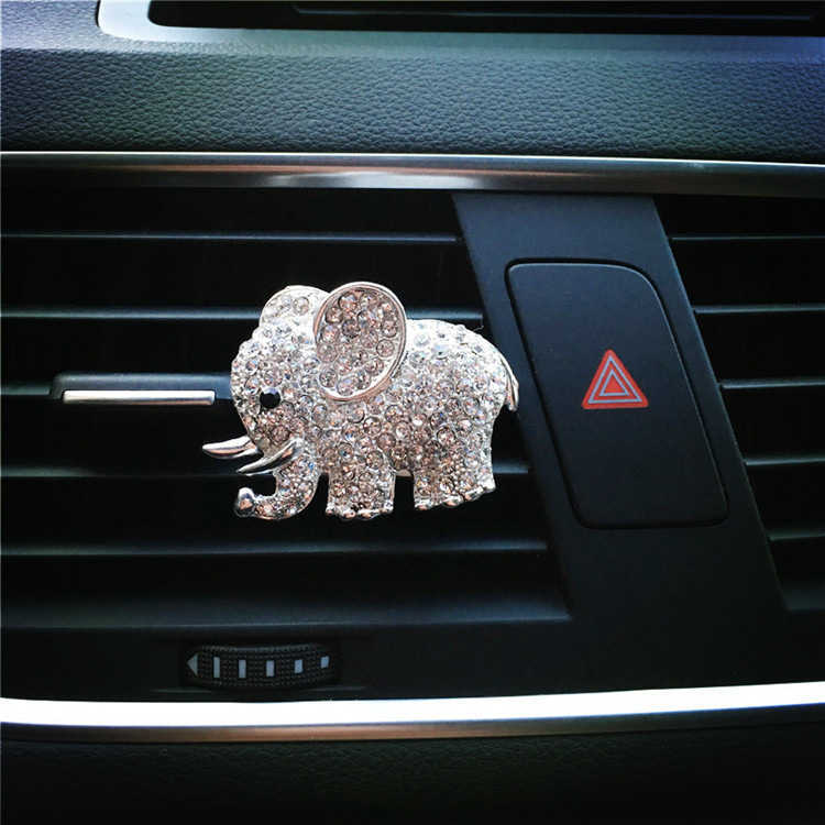 Bling biltillbehör aroma vent clip bil lukt bil parfym luft friskare i bilprydnader diamant elefant auto interiör dekor