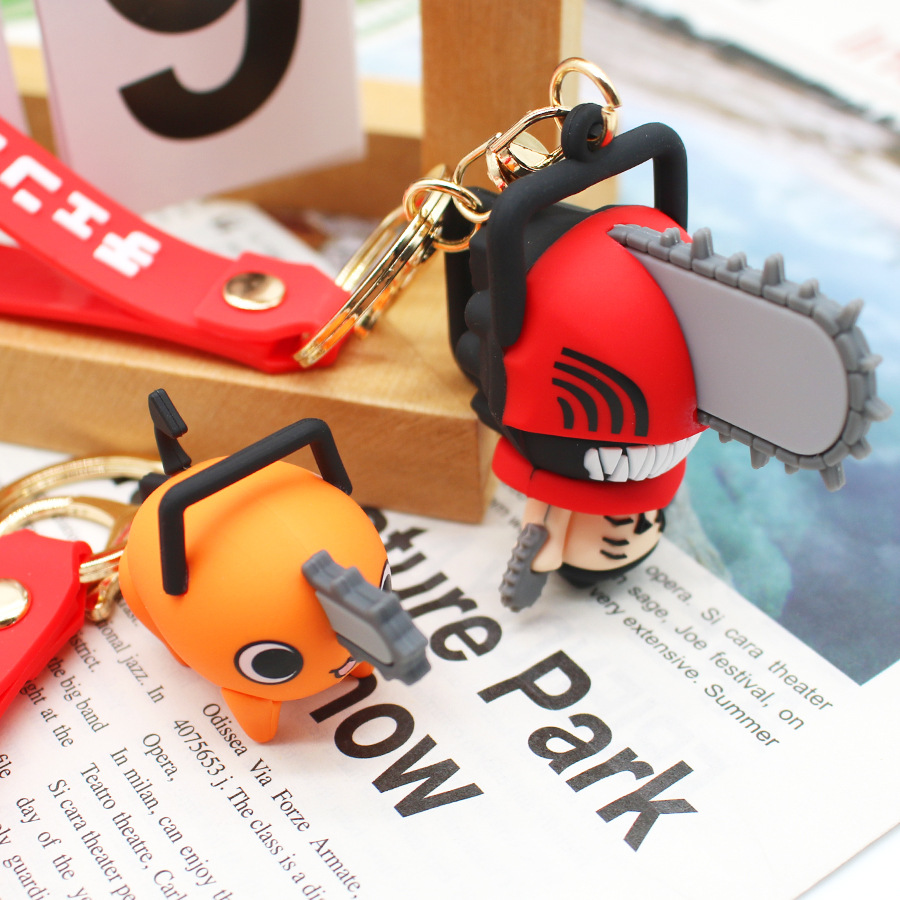 Cartoon chainsaw human keychain doll Pochitapava electric secondary keychain anime peripheral same pendant