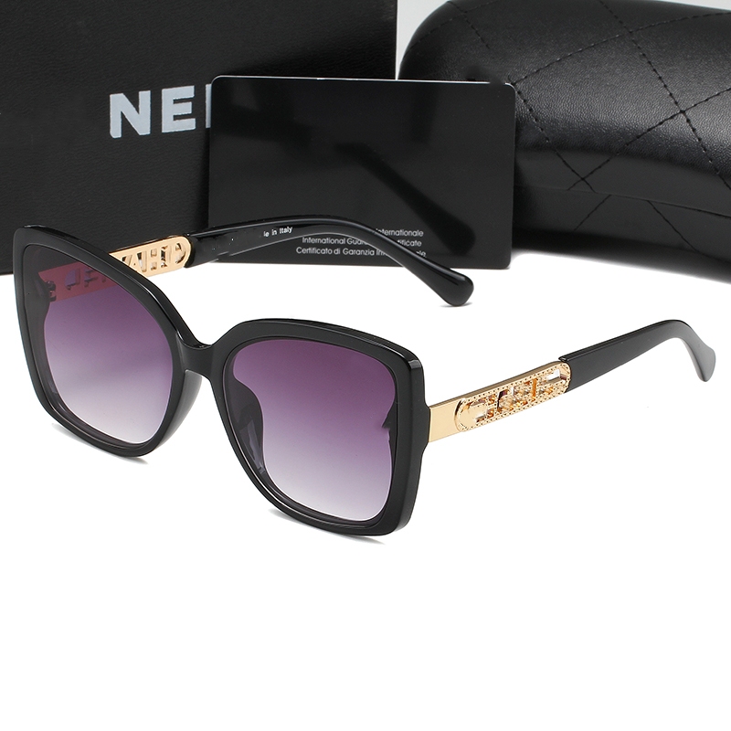 Letnie wysokiej jakości słynne okulary przeciwsłoneczne duże płaskie damskie damskie szklanki Słońce łańcuch kobiet kwadratowych ramek projektantka mody z Packag260f