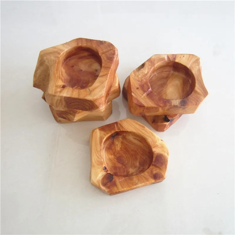 Eco Friendly Wooden Ashtray Square Irregular Brown Ash Holder Smoke Cigarette Ashtray Brown Pocket Portable Home CarAshtray