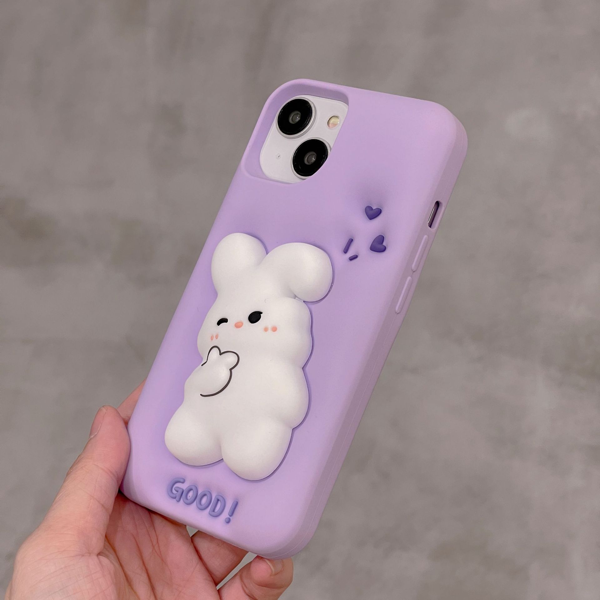 Бесплатный DHL Wholesale Cartoon Cartoon Rabbit 3D Case для iPhone 13 12 14 Pro Max I11 Bunny Kid Gift мягкий силиконовый ударное покрытие с фиолетовым телефоном для 13PRO 14PO