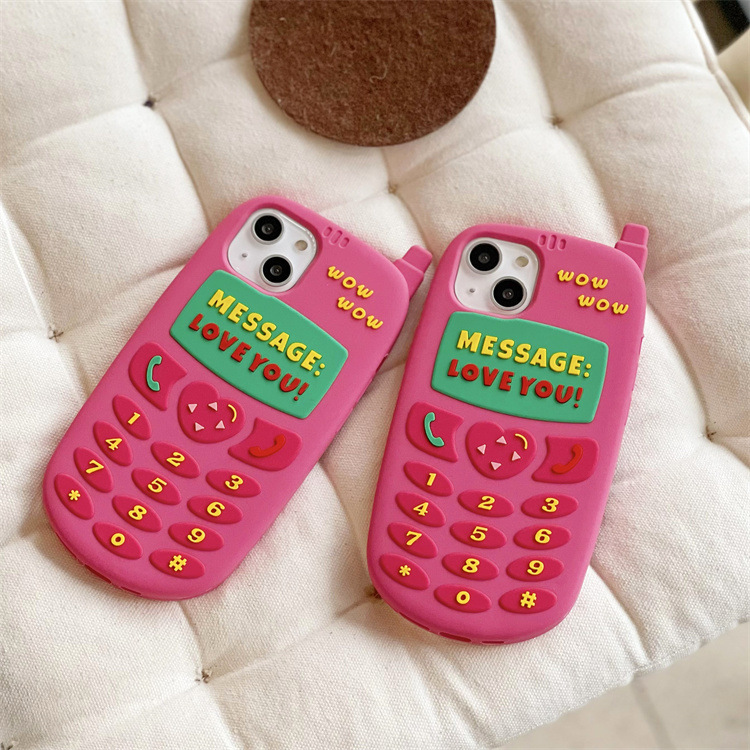 DHL grátis atacado bonito dos desenhos animados rosa macio caso do telefone do coração do amor crianças presente da menina capa de silicone 3D para iphone 11 12 13 14 pro max
