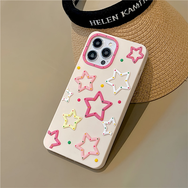 free DHL wholesale Luxury Pop Cartoon Pentagonal star Pink Phone Case For iphone 14 13 12 i11 Pro XS Max XR X 13pro Soft Silicone Protection Cover