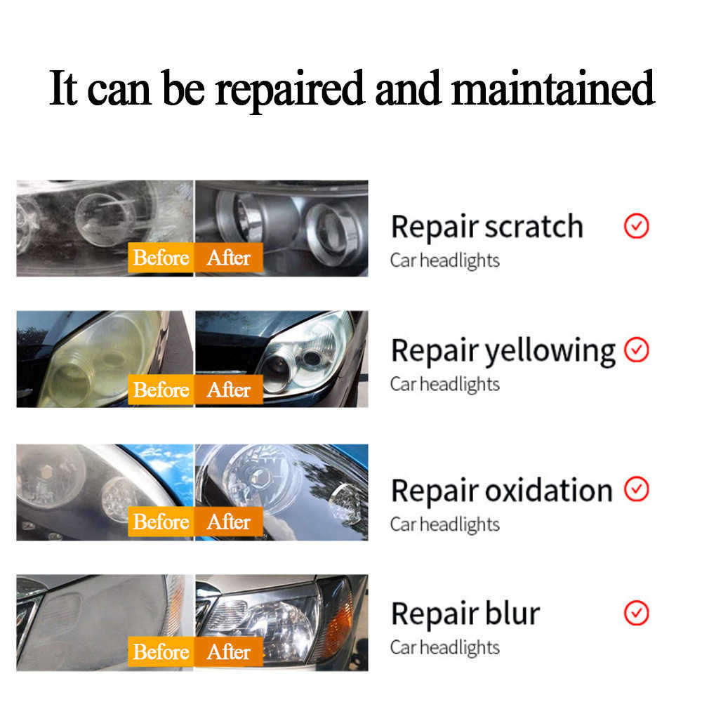 New 20ml Car Headlight Repair Fluid Scratch Removal Oxidation Repair Polishing Lampshade Cleaning Tool Light Refurbishment Coating