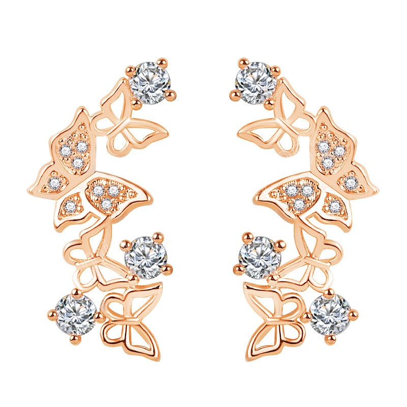 Brincos de borboleta da moda brincos de prata ouro cristal joias para meninas mulheres