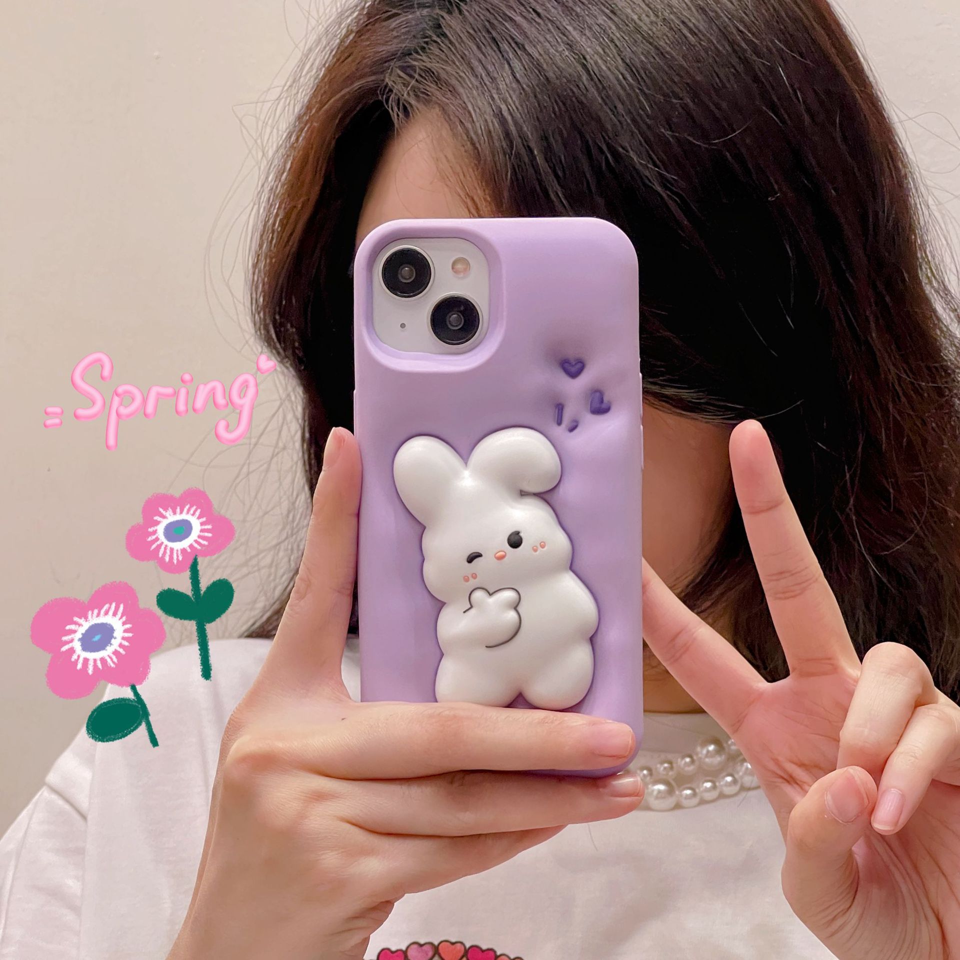 Бесплатный DHL Wholesale Cartoon Cartoon Rabbit 3D Case для iPhone 13 12 14 Pro Max I11 Bunny Kid Gift мягкий силиконовый ударное покрытие с фиолетовым телефоном для 13PRO 14PO