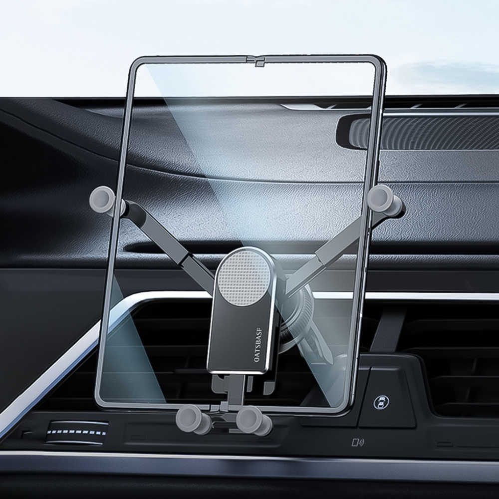 Upgrade Foldable Screen Phone Holder Car Air Outlet Metal Mount Stand GPS Bracket for IPad Samsung Galaxy Z Fold 3 Z Fold 2 Phone Stand