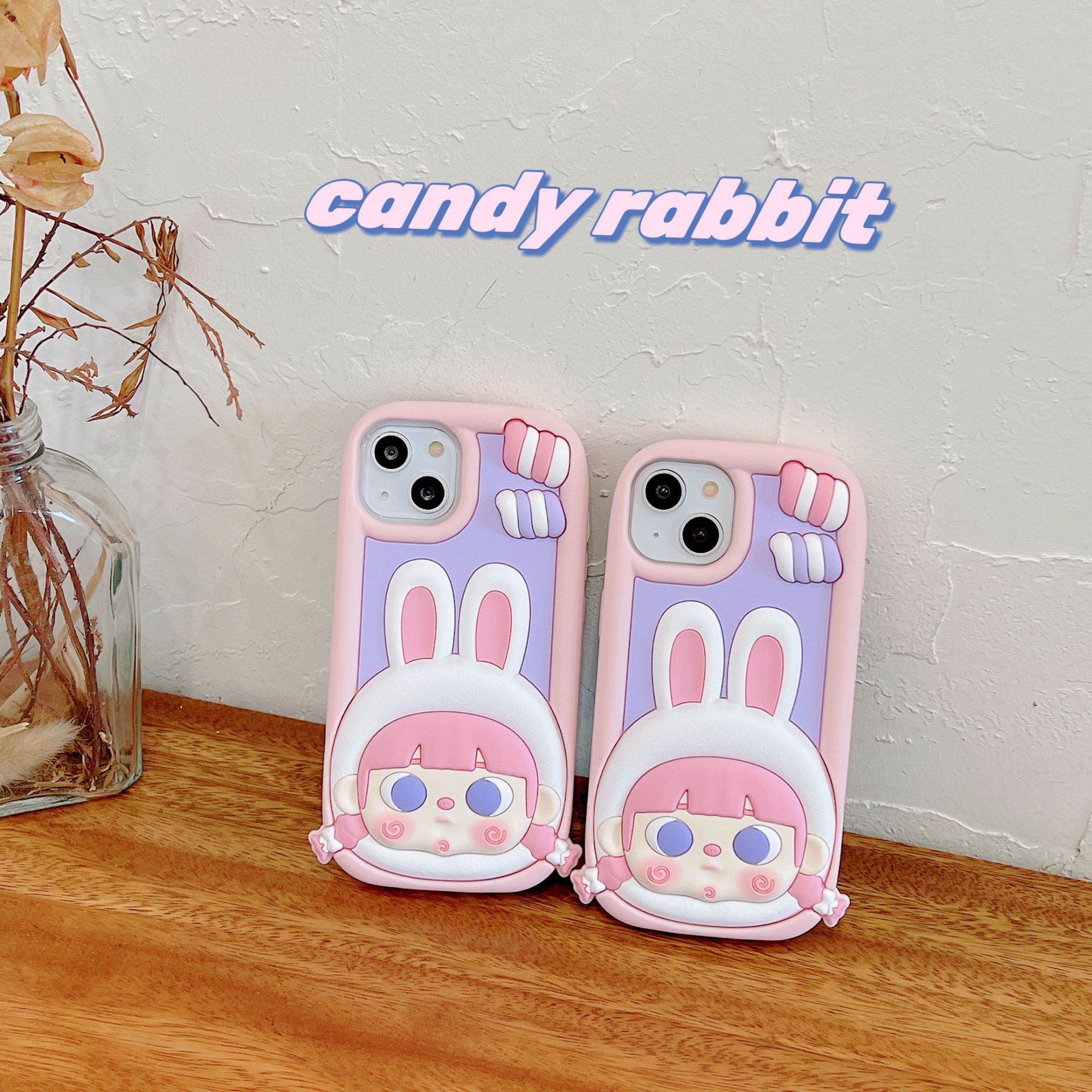 DHL grátis por atacado Cute Candy Rabbit Gril Phone Case Para iphone 14 Plus 13 12 Pro Max i11 2023 Pop ins Cartoon Soft Silicone Cover for 14pro 13pro