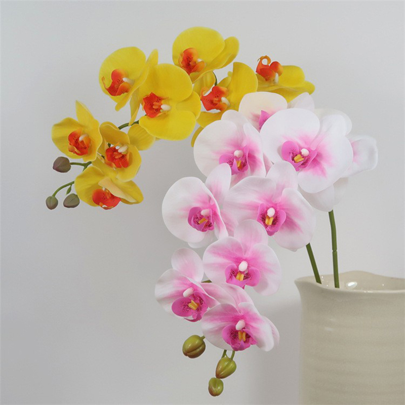 9 Heads 98cm Artificial Butterfly Orchid Flowers Fake Moth Orchids Flowers for Wedding Christmas Festival Home Decor