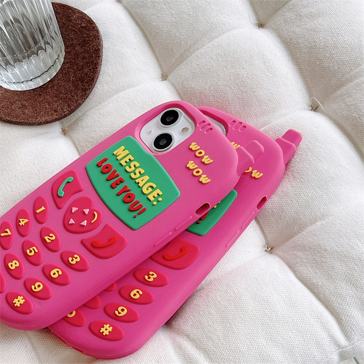 DHL grátis atacado bonito dos desenhos animados rosa macio caso do telefone do coração do amor crianças presente da menina capa de silicone 3D para iphone 11 12 13 14 pro max