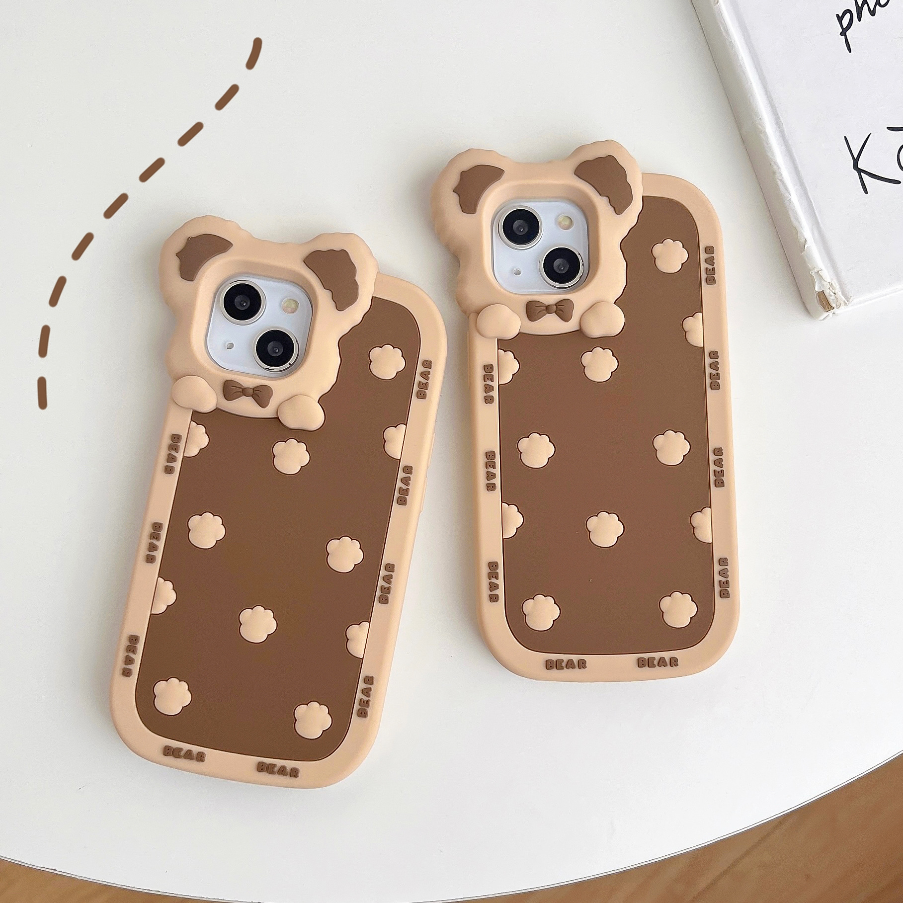 Free DHL wholesale Cute Cartoon Cute Bear ear 3D Case For iphone 14 Plus 13 12 11 Pro Max girl kids Shockproof Soft silicone cat's paw Phone Cover gift