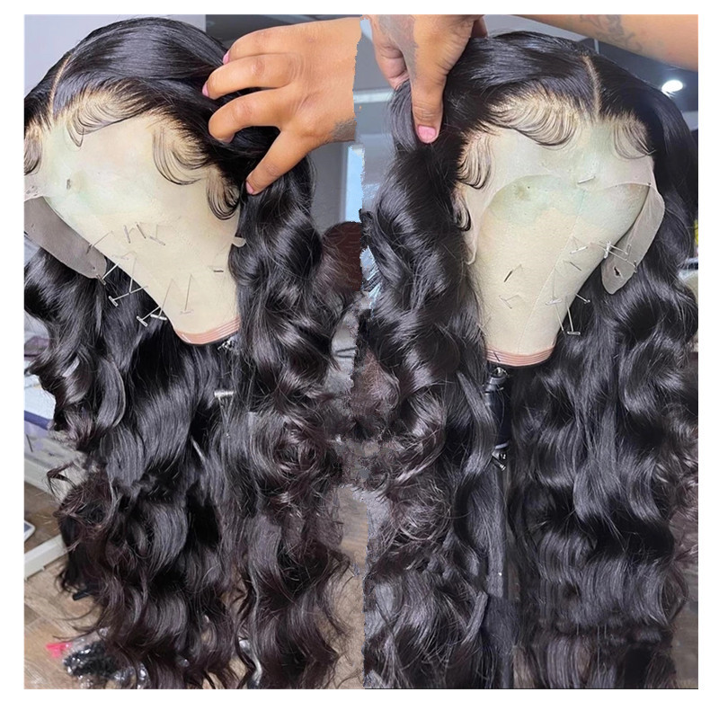 Perruque Lace Front Wig 360 Body Wave transparente HD, cheveux naturels longs, pre-plucked, pour femmes noires