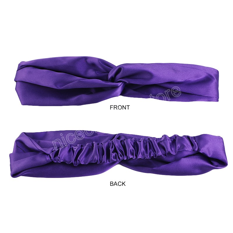 Bandeau torsadé en satin soyeux nœud haut croisé bandes de cheveux élastiques femmes filles bandeaux solides chouchous Turban accessoires de cheveux