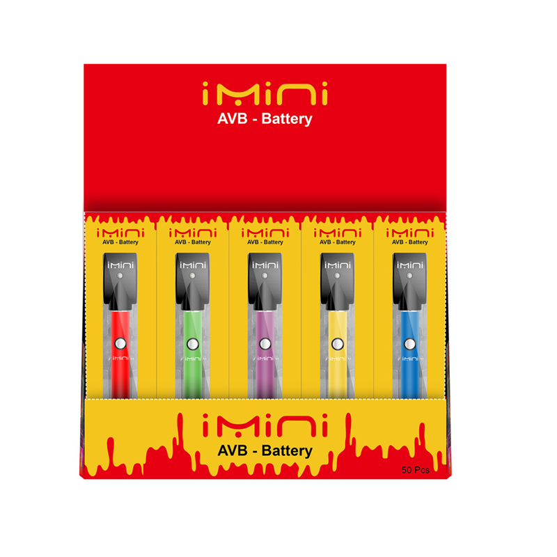 Imini AVB Button Battery Preheat 380mAh Variable Voltage Preheat VV with 4 Levels Setting for 510 Vapers Pen Fit for 510 Thread Tank Cartridges in Display Box in Stock