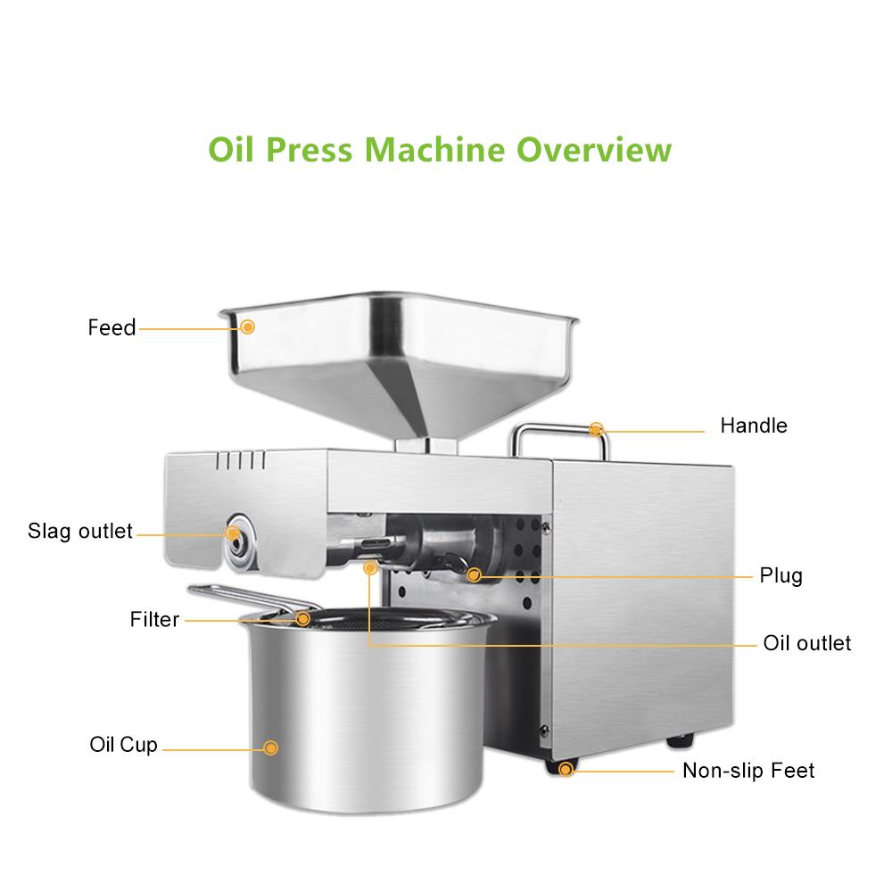プレスターBiolomix New Stainless Steel Oil Press Machineコマーシャルホームオイルエクスペラープレスター110Vまたは220V利用可能
