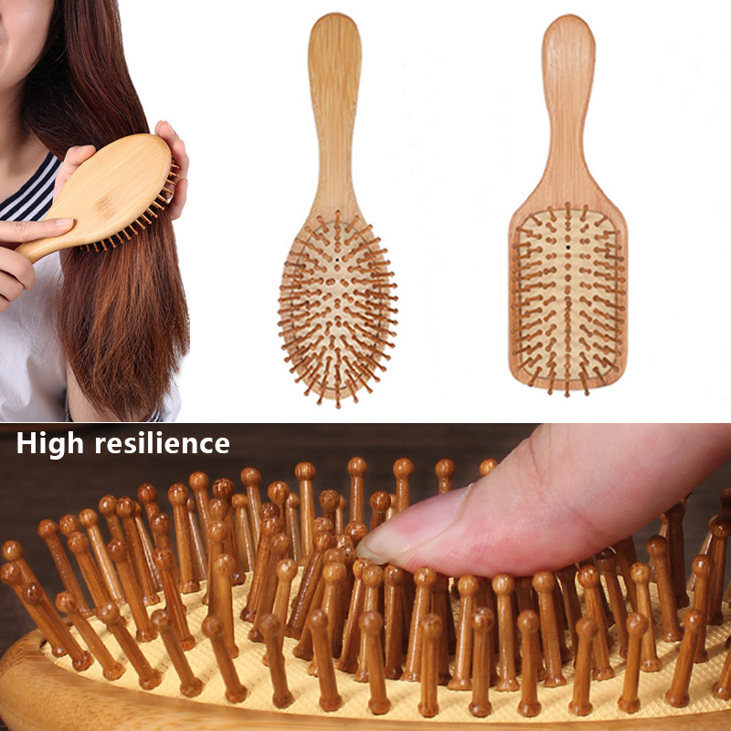 Bamboo Hair Comb Paddle Brush Hairbrush Massage Hair Brush Large Comb Detangling Hair Combs SAC Massager Prevent Trichomadesis HOT