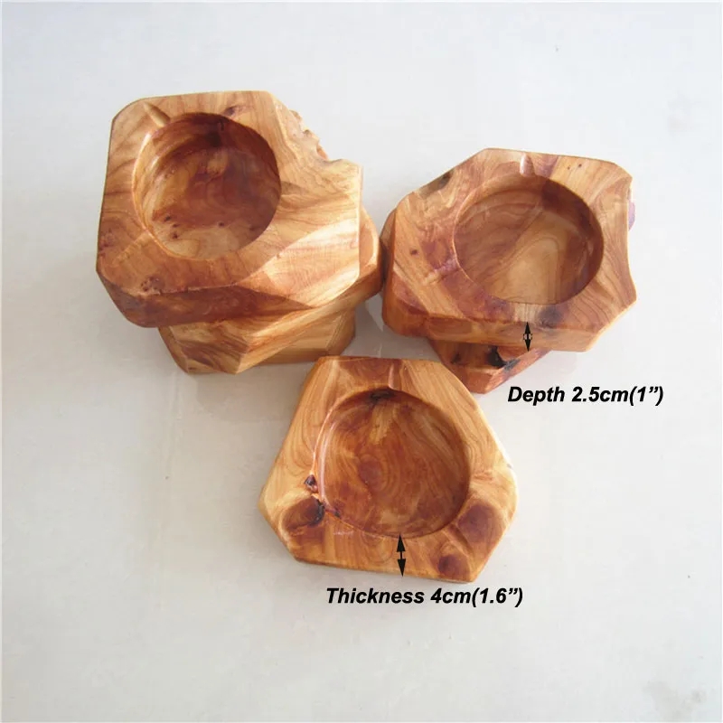 Eco Friendly Wooden Ashtray Square Irregular Brown Ash Holder Smoke Cigarette Ashtray Brown Pocket Portable Home CarAshtray