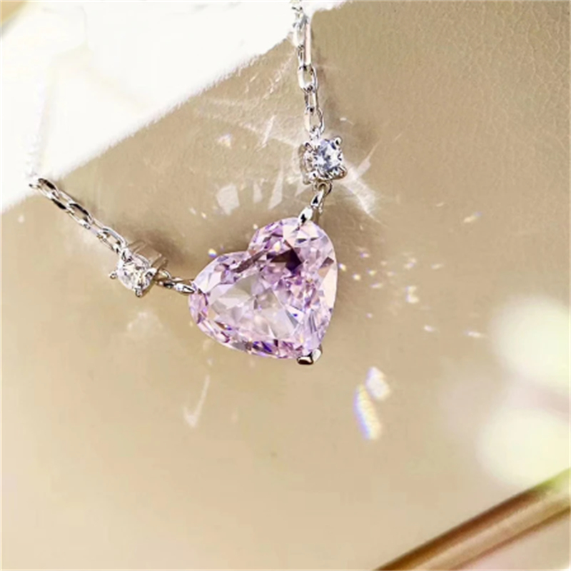 Shinning Heart Cut Lab Diamond Wisel 100% Real 925 Srebrny Srebrne Wisiorki Weselne Naszyjnik dla kobiet Bridal Choker Jewelry