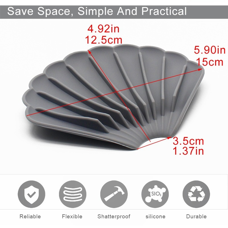 Shell-Silikon-Seifenschalen, flexible, rutschfeste Seifenhalterplatte, undichte, formbeständige Badezimmer- und Küchenseifenschale