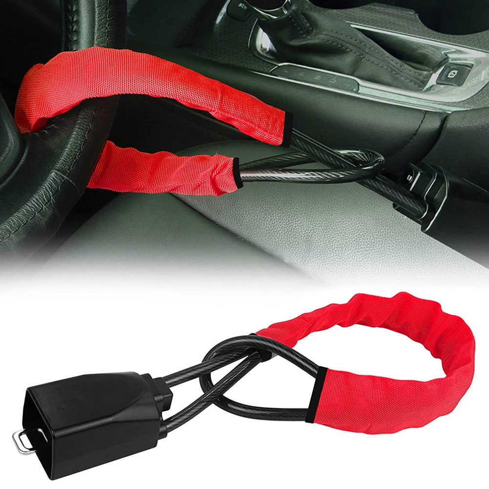 New Car Auto Lock Top Mount Steering Wheel Lock Anti Theft Security Lock With Keys Anti-Theft Devices Wheel Lock Steel Strap