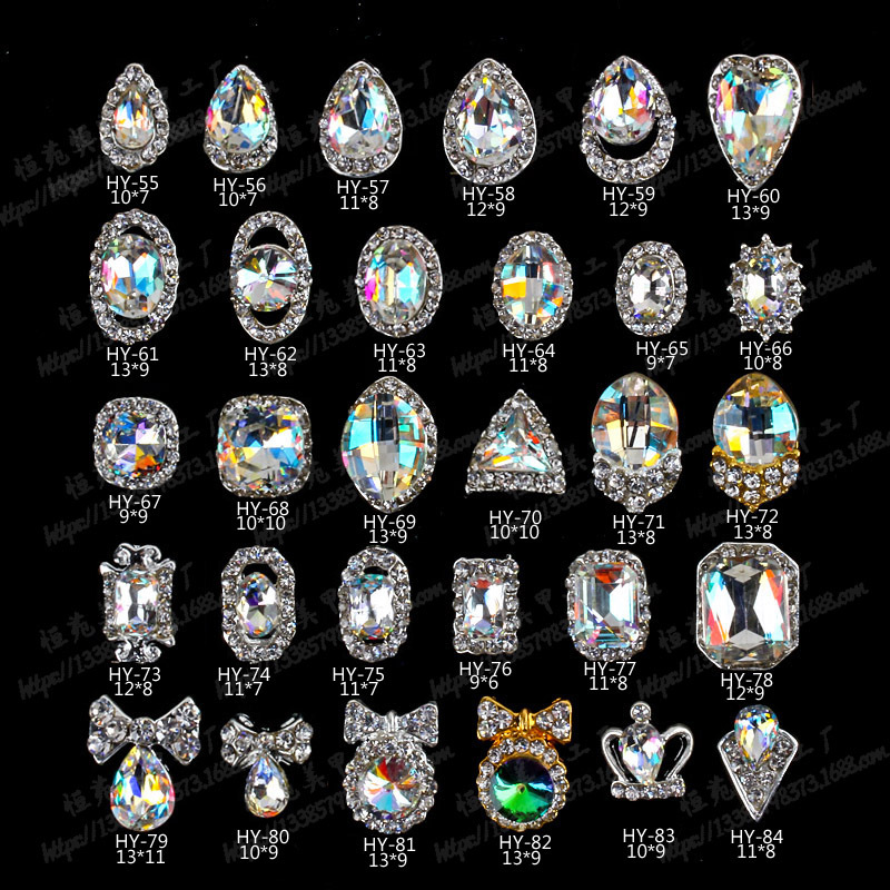 90 STYLES 3D Paznokcie dekoracje gwoździ paznokcie Diamond Rhinestone Sticker Specjalny kształt szklany akcesoria manicure