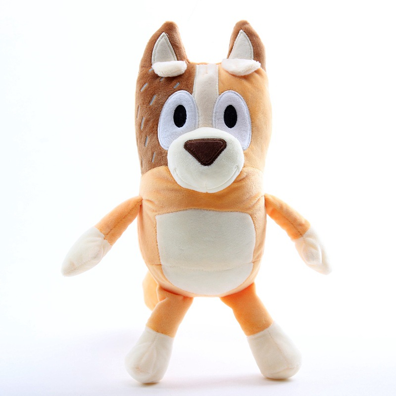 Vente en gros et au détail 28 cm famille de chiots orange bleu manteau chien parents en peluche poupée jouets cadeau mignon